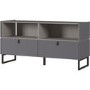 Mamiko Small Grey TV Unit with 2 Drawers & Open Shelves