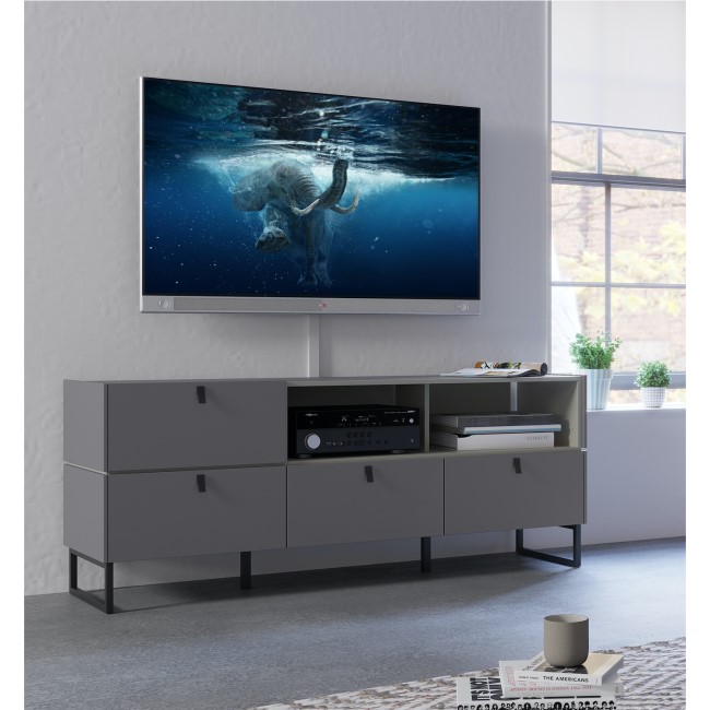 GRADE A1 - Mamiko GreyTV Unit with 4 Drawers & Open Shelves