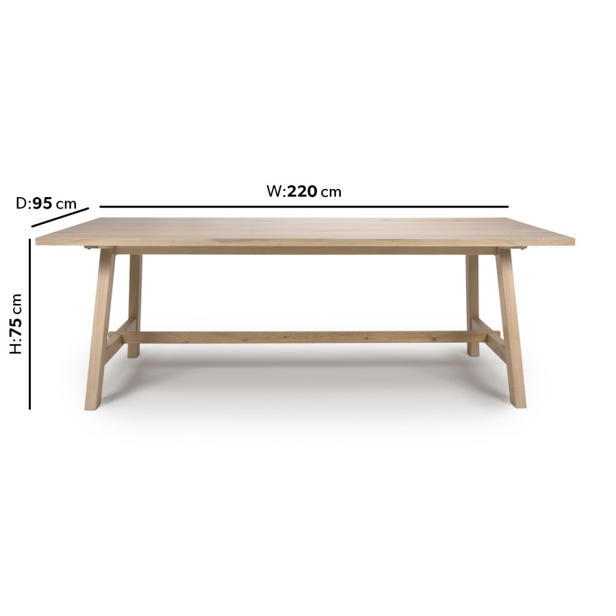 Light Oak Trestle Table 220cm - Marshall