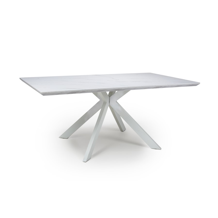 White Faux Marble Top Dining Table - Thessos
 180cm