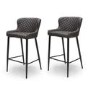 GRADE A1 - Set of 2 Grey Faux Leather Bar Stools - 72 cm