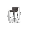 Set of 2 Grey Faux Leather Bar Stools with Backs with Backs - 72 cm