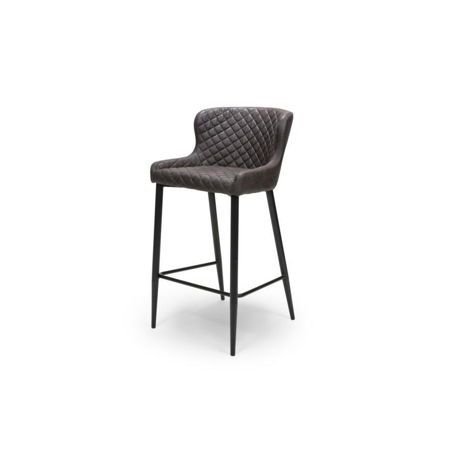 GRADE A1 - Set of 2 Grey Faux Leather Bar Stools - 72 cm