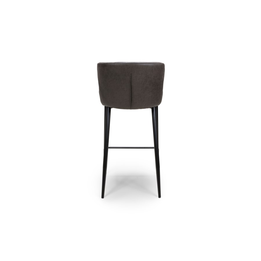 GRADE A1 - Set of 2 Grey Faux Leather Bar Stools - 72 cm