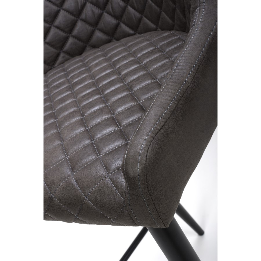 GRADE A1 - Set of 2 Grey Faux Leather Bar Stools - 72 cm