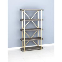 Tall Grey and Gold Open Bookcase - Alice