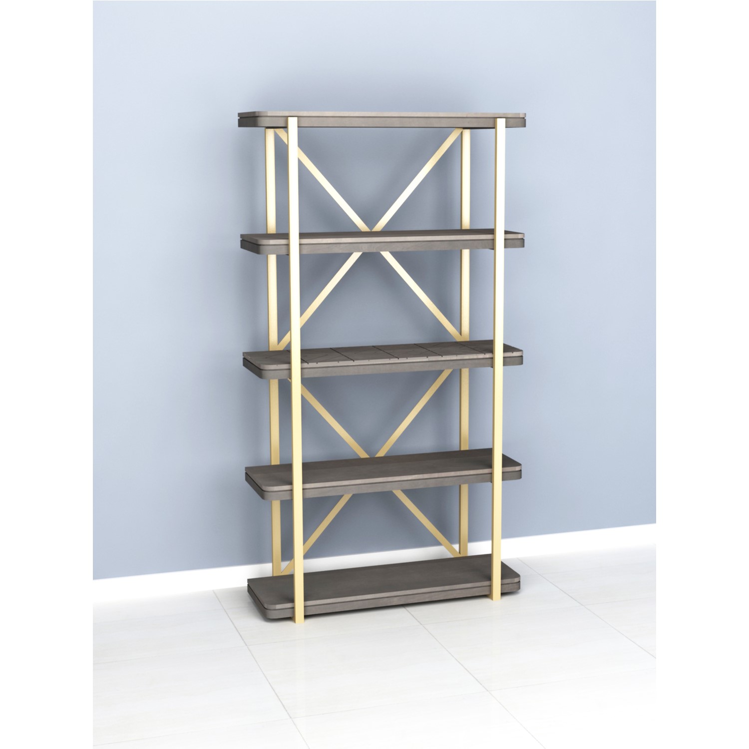 Photo of Tall grey and gold open bookcase - alice