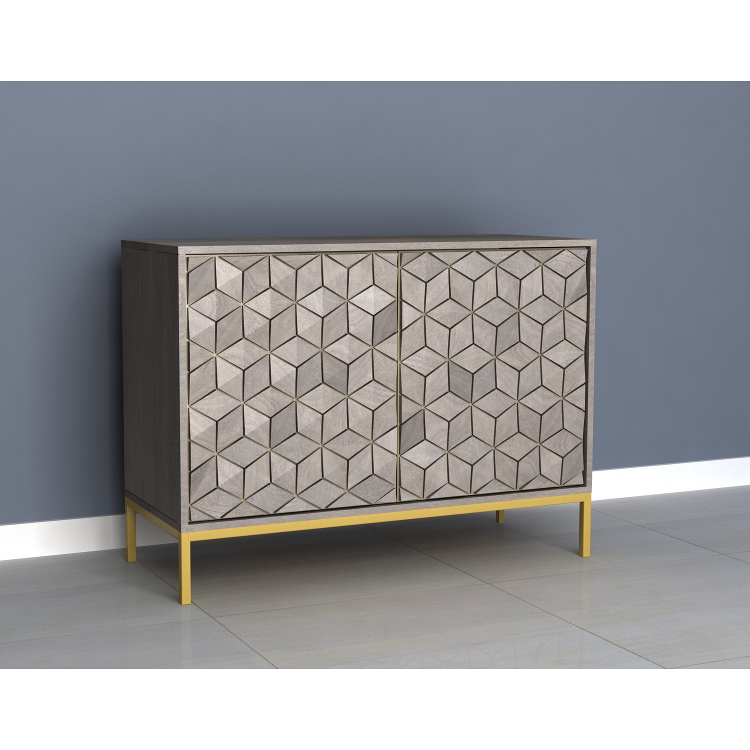 Photo of Grey wash sideboard with gold legs and 2 doors - alice