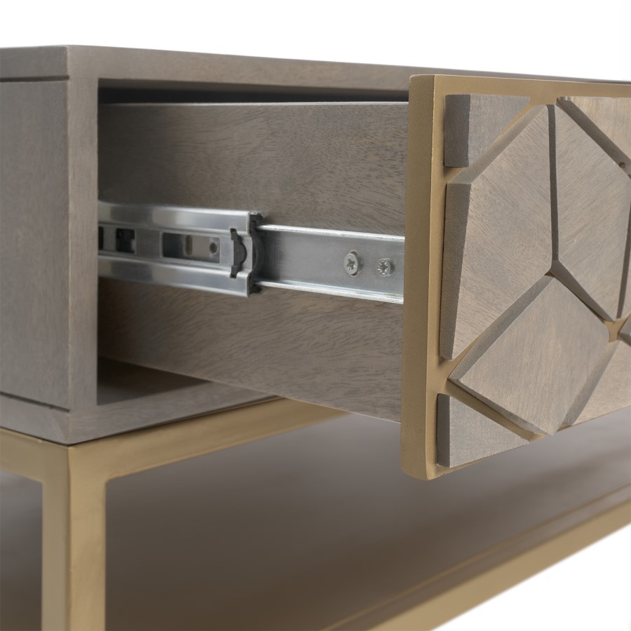Small Grey Mango Wood Coffee Table with Drawers - Alice