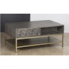 Small Grey Mango Wood Coffee Table with Drawers - Alice