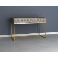Grey Mango Wood Desk with 2 Push Catch Drawers - Alice