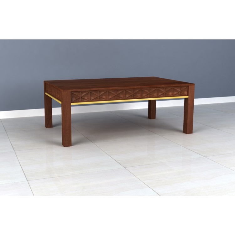 Dark Mango Wood & Gold Coffee Table - Artisan House