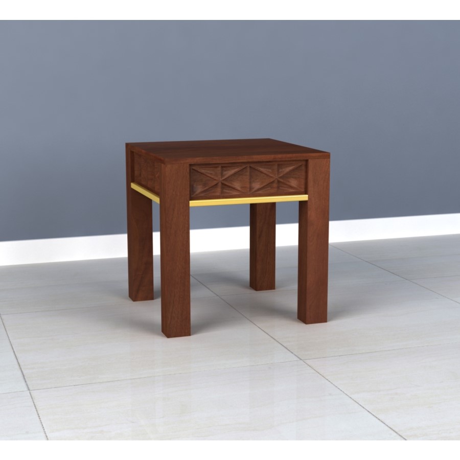 Dark Mango Wood & Gold Side Table - Artisan House 