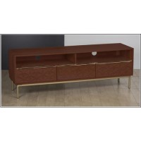 Dark Mango Wood TV Unit with Gold Legs - Artisan House Dark Mango Wood TV Unit with Gold Legs - Artisan House