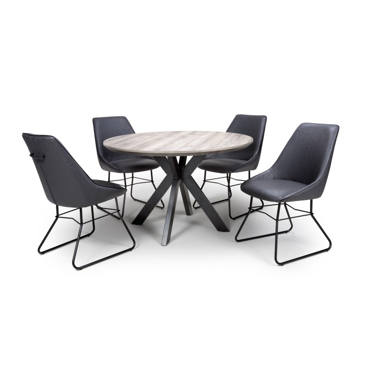 Round Grey Wood Dining Table - Seats 6 - Liberty