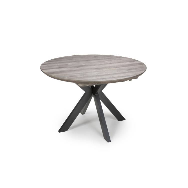 Grey Wood Effect Round Extendable Dining Table - Seats 4 - 6 - Manhattan