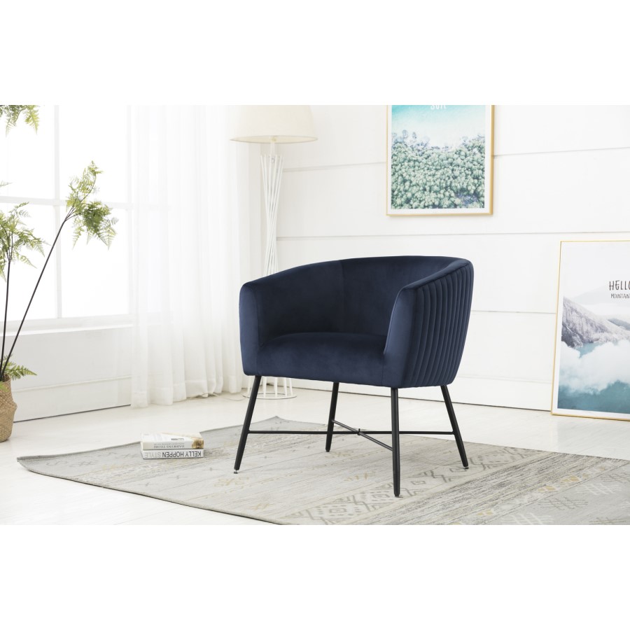 Tub Blue Velvet Accent Chair - Zara