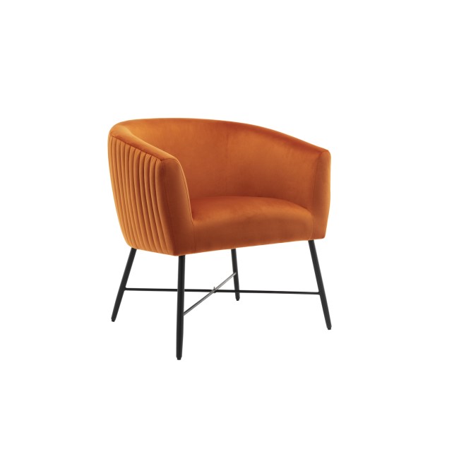 Tub Orange Velvet Accent Chair - Zara