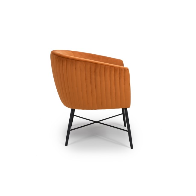 Tub Orange Velvet Accent Chair - Zara