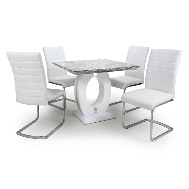 Neptune Square Table with 4 Callisto White Chairs