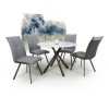 Neptune Medium Table with 4 Ariel Light Grey Chairs