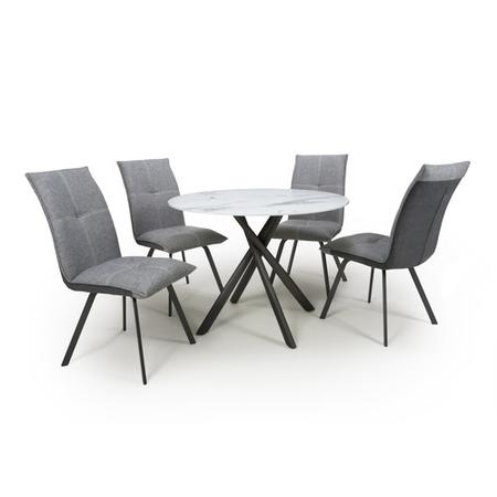 Neptune Medium Table with 4 Ariel Light Grey Chairs
