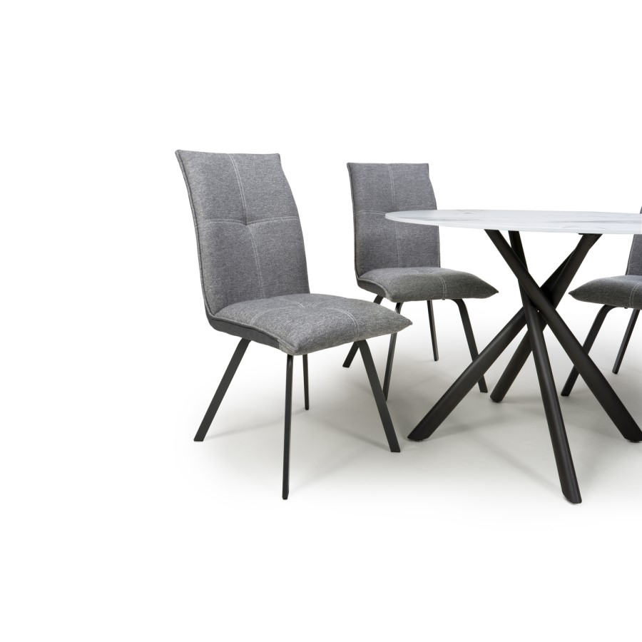 Neptune Medium Table with 4 Ariel Light Grey Chairs