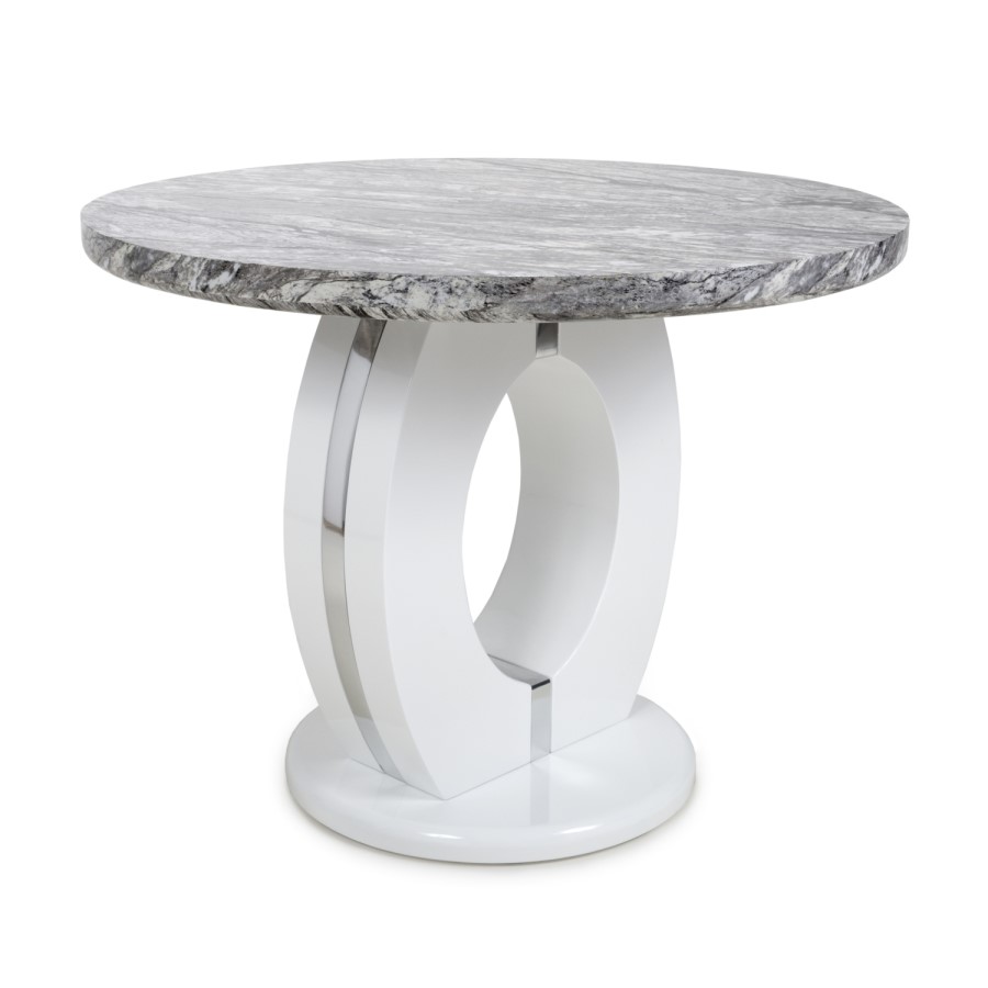 Round Grey Marble Effect Dining Table - Neptune