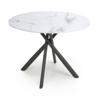 Small Round White Marble Effect Dining Table - Seats 4 - Avesta