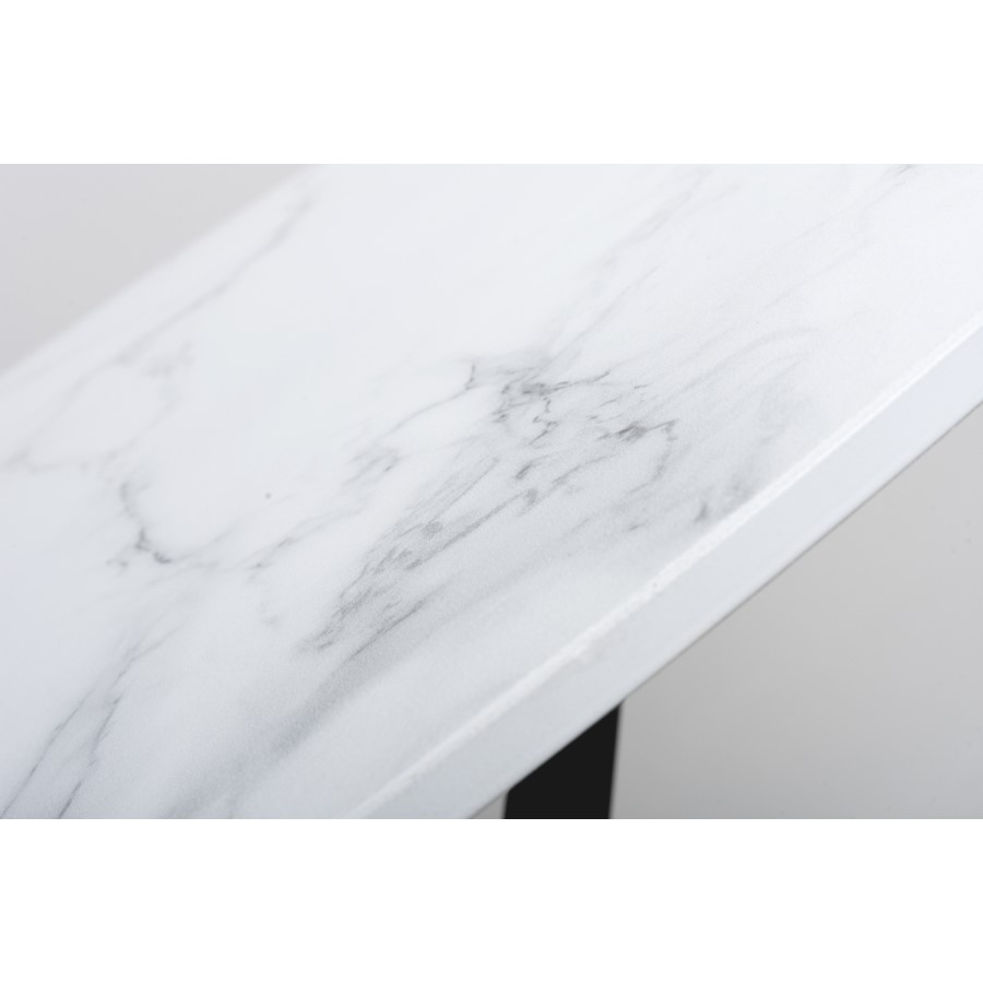 Small Round White Marble Effect Dining Table - Seats 4 - Avesta
