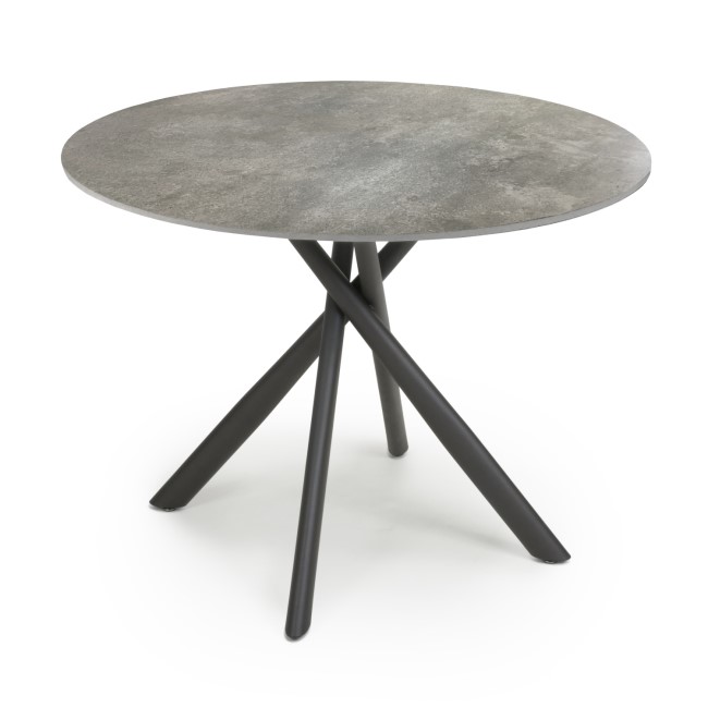 Round Grey Concrete Effect Dining Table Seats 4 Avesta Furniture123