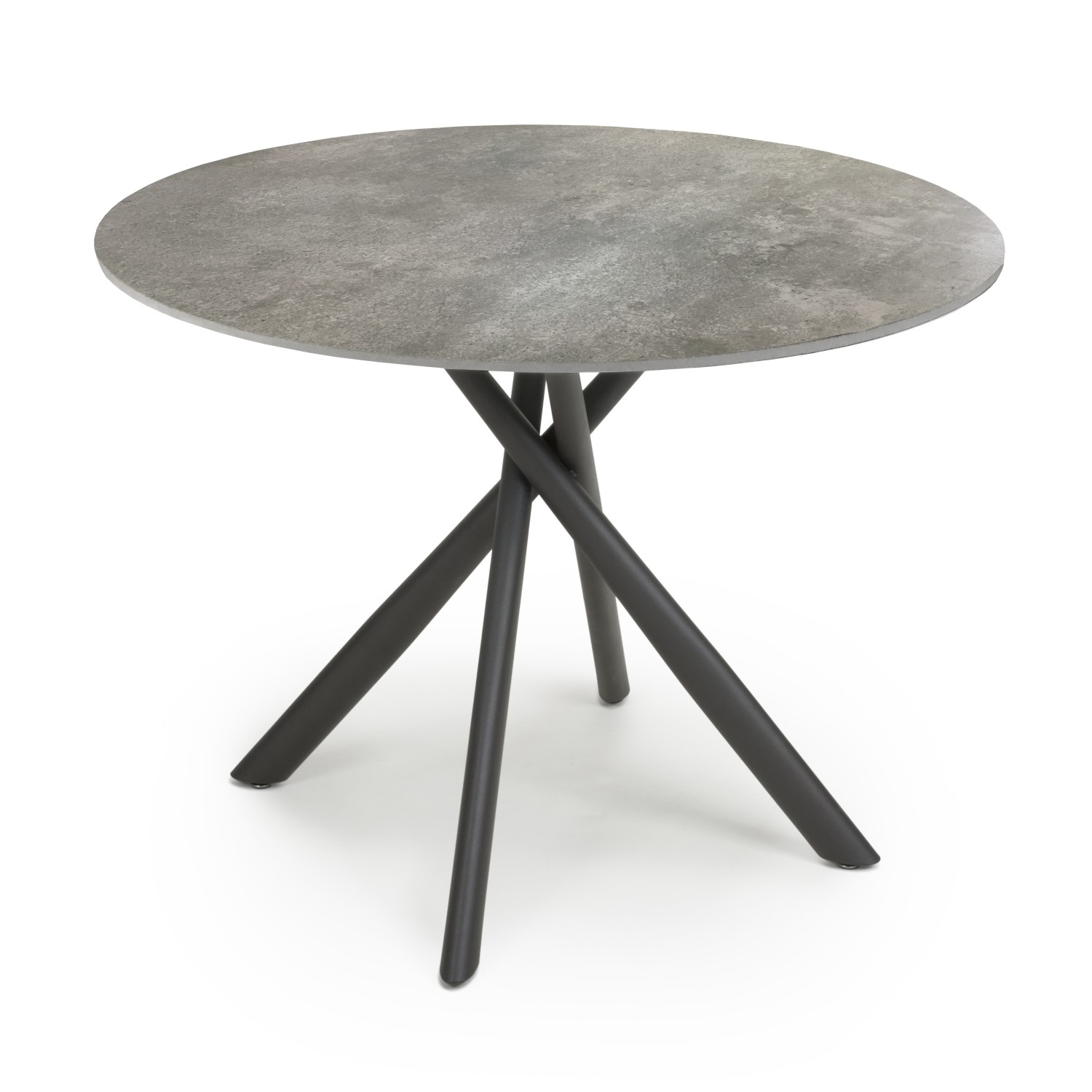 Photo of Round grey concrete effect dining table - seats 4 - avesta