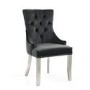 Chester Brushed Velvet Black Accent Chair with Silver Legs