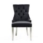 Chester Brushed Velvet Black Accent Chair with Silver Legs