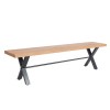 Industrial Dining Bench with Wood Seat &amp; Black Crossed Legs