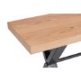 Industrial Dining Bench with Wood Seat & Black Crossed Legs