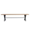 Industrial Dining Bench with Wood Seat &amp; Black Crossed Legs