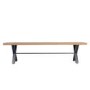Industrial Dining Bench with Wood Seat & Black Crossed Legs