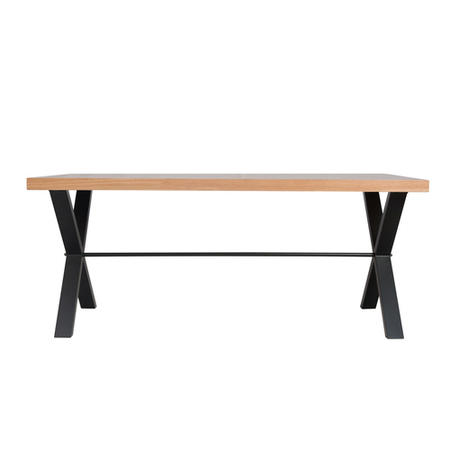 Industrial Dining Table with Wood Top & Black Legs - Seats 4