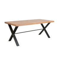 Large Oak Dining Table with Black Legs - Seats 6 - Nolan Large Oak Dining Table with Black Legs - Seats 6 - Nolan