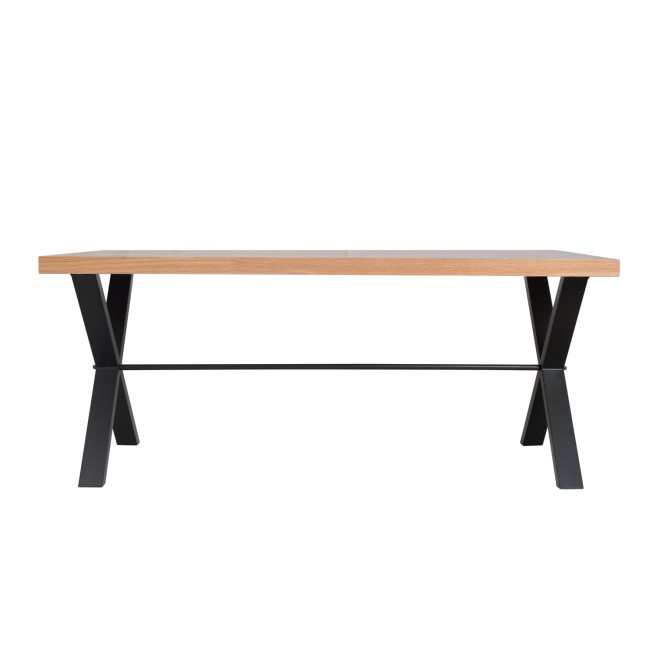 Large Oak Dining Table with Black Legs - Seats 6 - Nolan