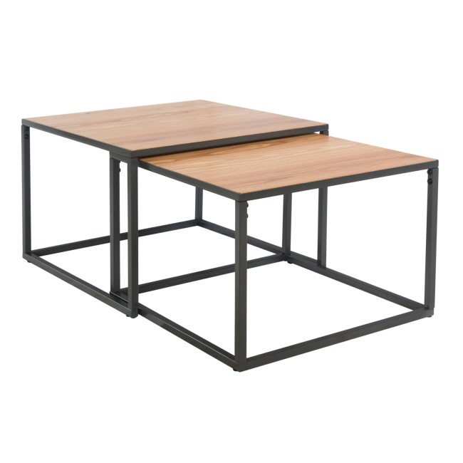 Industrial Coffee Nest of 2 Tables with Black Legs