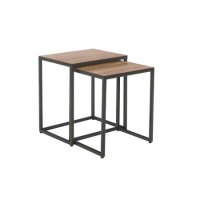 Industrial Nest of 2 Tables with Black Legs