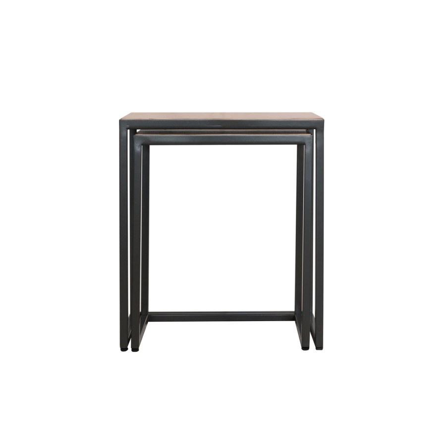Industrial Nest of 2 Tables with Black Legs