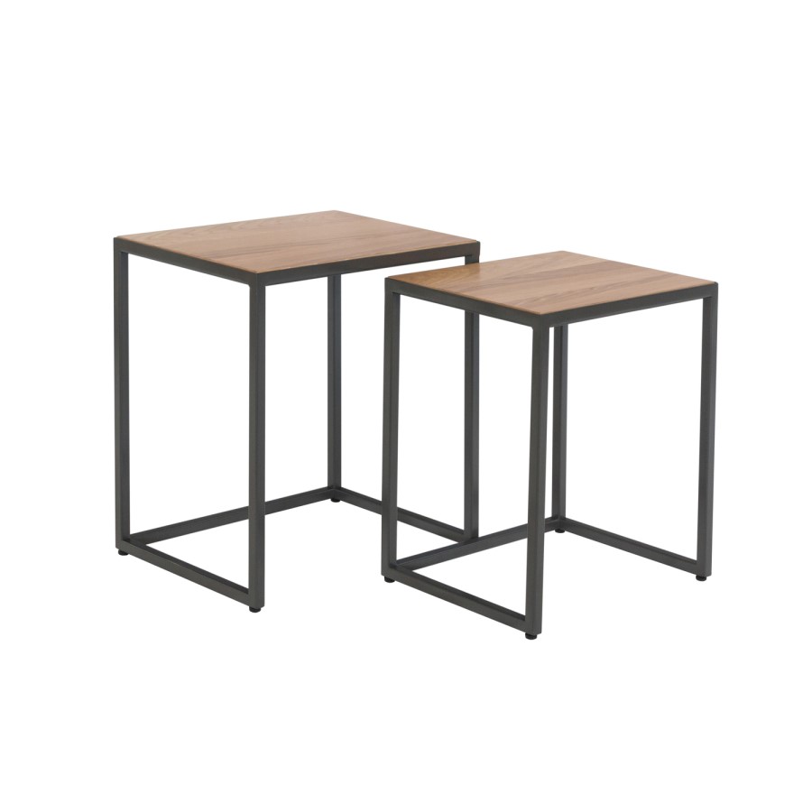 Industrial Nest of 2 Tables with Black Legs