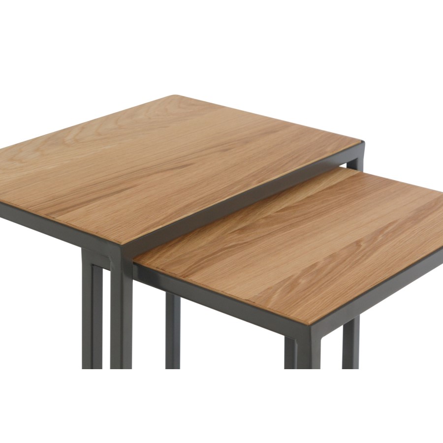 Industrial Nest of 2 Tables with Black Legs