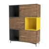 Modern Bookcase in Walnut Anthracite Grey and Yellow