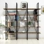 GRADE A2 - Large Industrial Bookcase in Walnut with Black Metal Frame