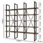 Large Walnut Industrial Bookcase with Black Metal Frame