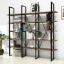 GRADE A2 - Large Industrial Bookcase in Walnut with Black Metal Frame